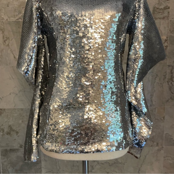INC International Concepts Sequin Cold Shoulder Tie Back Top - Picture 4 of 8